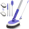 TRENNCHI Shower Scrubber Cleaning Brush with 46.8 Inches Long Handle, Tile and Tub Scrub Brush with 2 PCS Replacement, Shower Cleaner Brush for Bathtub, Bathroom, Wall, Kitchen, Floor