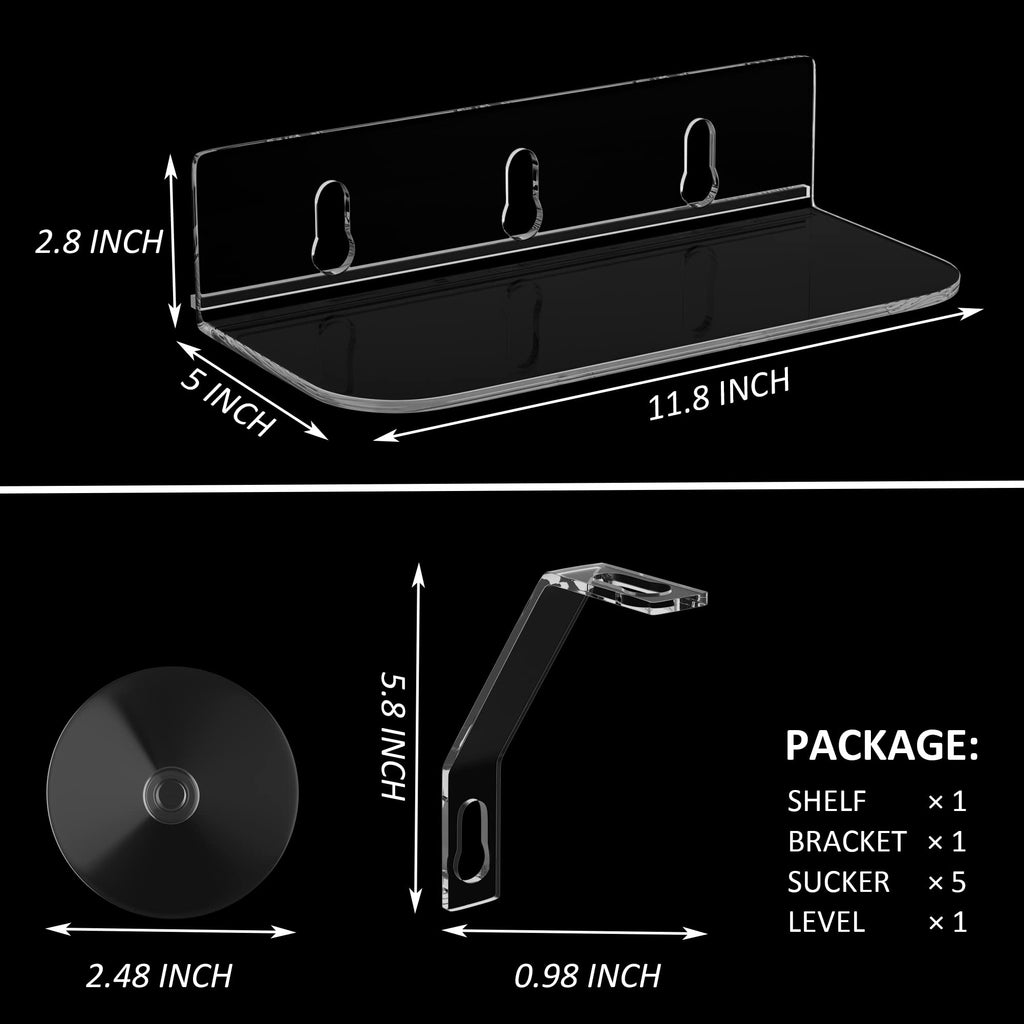 Hexsonhoma Clear Acrylic Window Shelf for Plants, Window Sill Plant Shelf with Strong Cup Suction, 12 Inch Hanging Window Plant Shelves for Plants, Camera, Picture Frame(1 Pack)