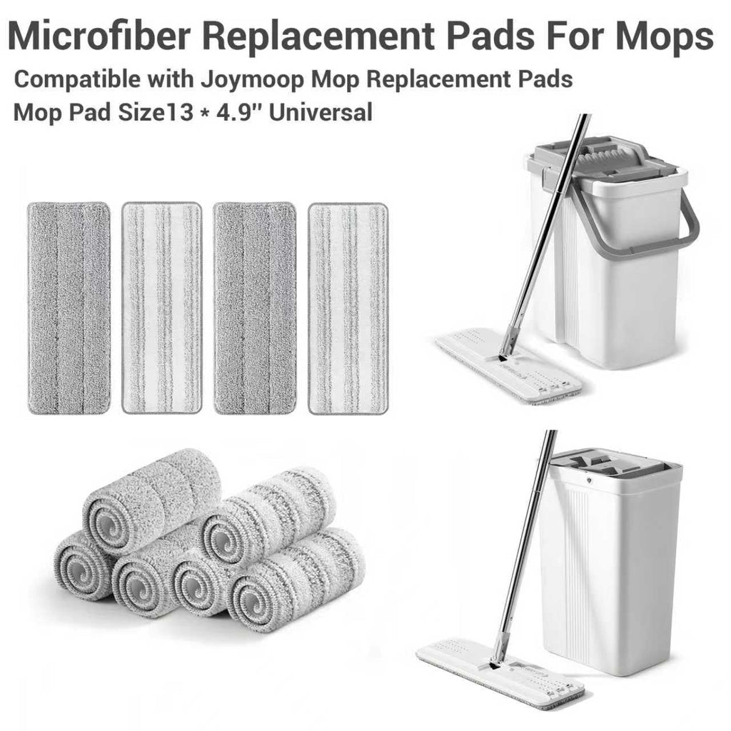 10Pcs Joymoop Mop Replacement Pads, 13 * 4.9'' Universal Mop Pads Mop Head Refills Washable Wet Mop, Compatible with Most 11-13” Size Mops