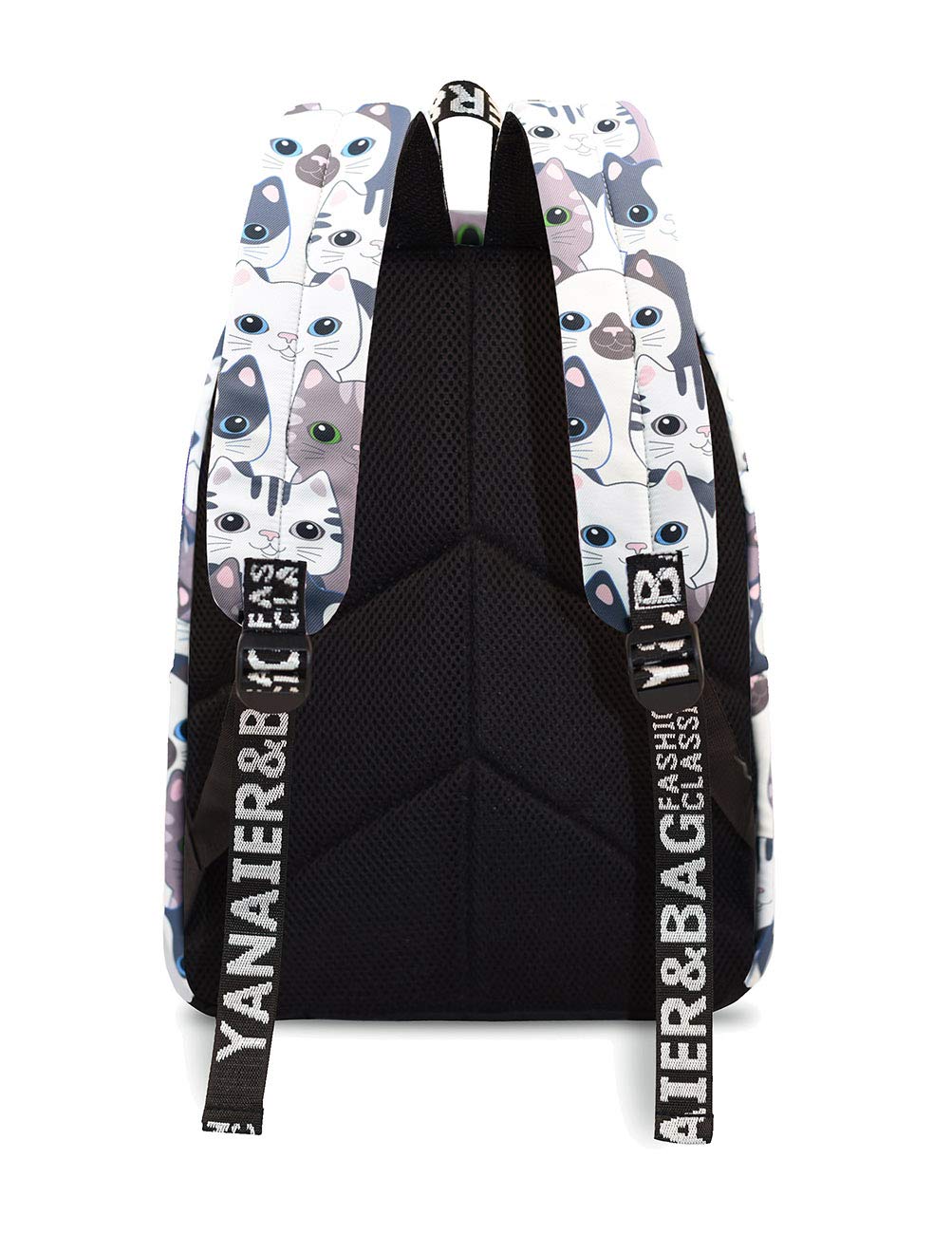 Backpack for Women Girls, YANAIER Cute Floral Waterproof School Bookbag Laptop Backpack Hiking Travel Daypack Cat