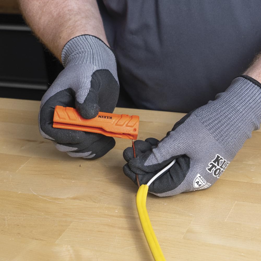 Klein Tools L1412 5-in-1 Cable Stripping Tool for 12-14 AWG, NM Cable Ripper (12/2 and 14/2 Romex), Magnetic with Wire Looping Hole