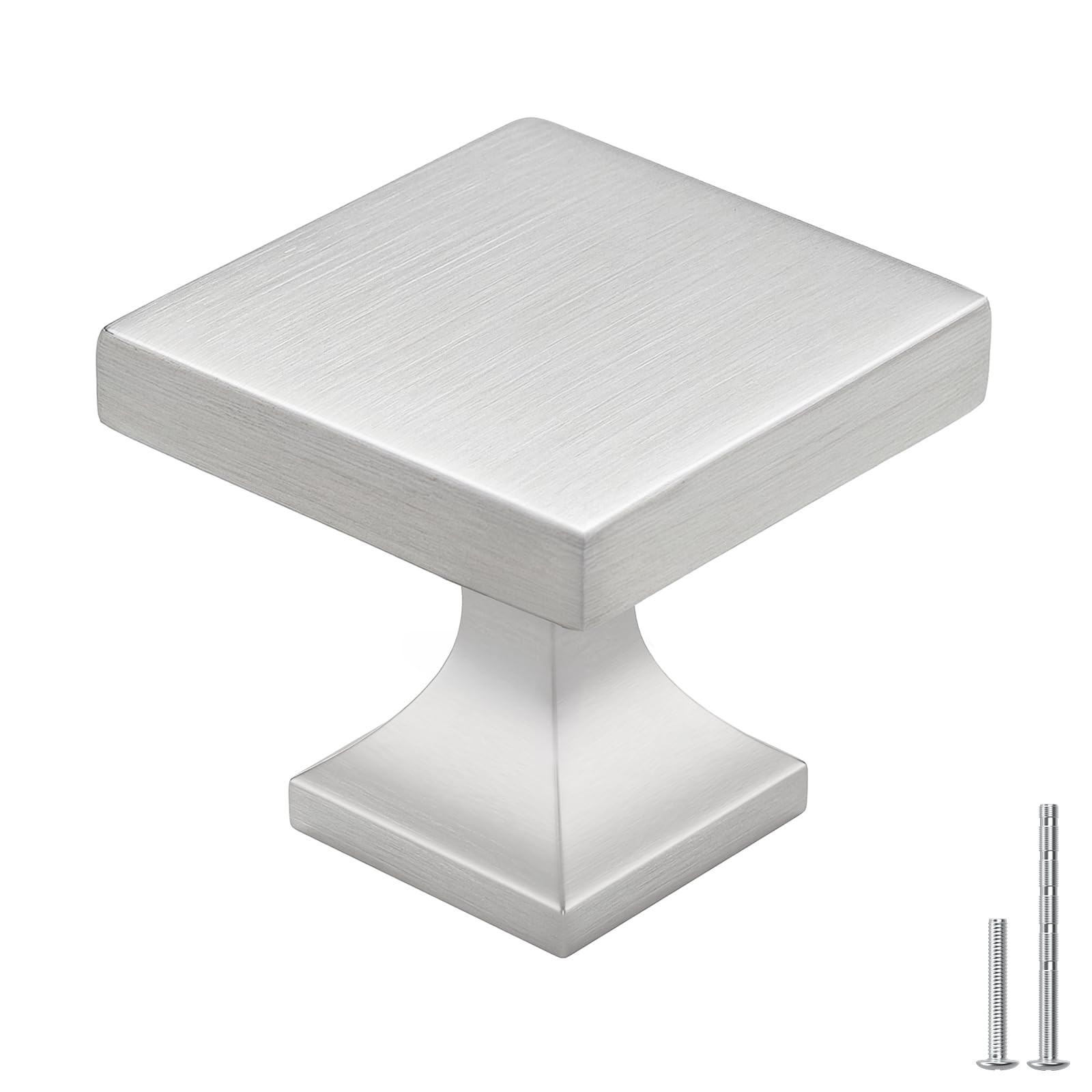 Square Cabinet Drawer Knobs Brushed Nickel 6 Pack - Homdiy HD6785SNB Soild WxW:1-1/10inch Modern Kitchen Bathroom Furniture Hardware Drsser Cabinet Drawer Hardwre Knobs Satin Nickel