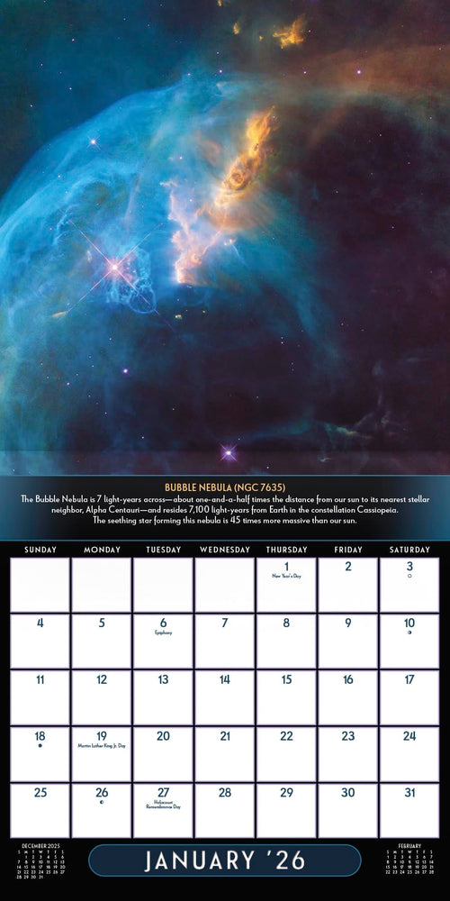 2026 NASA - Views from The Hubble Telescope Wall Calendar