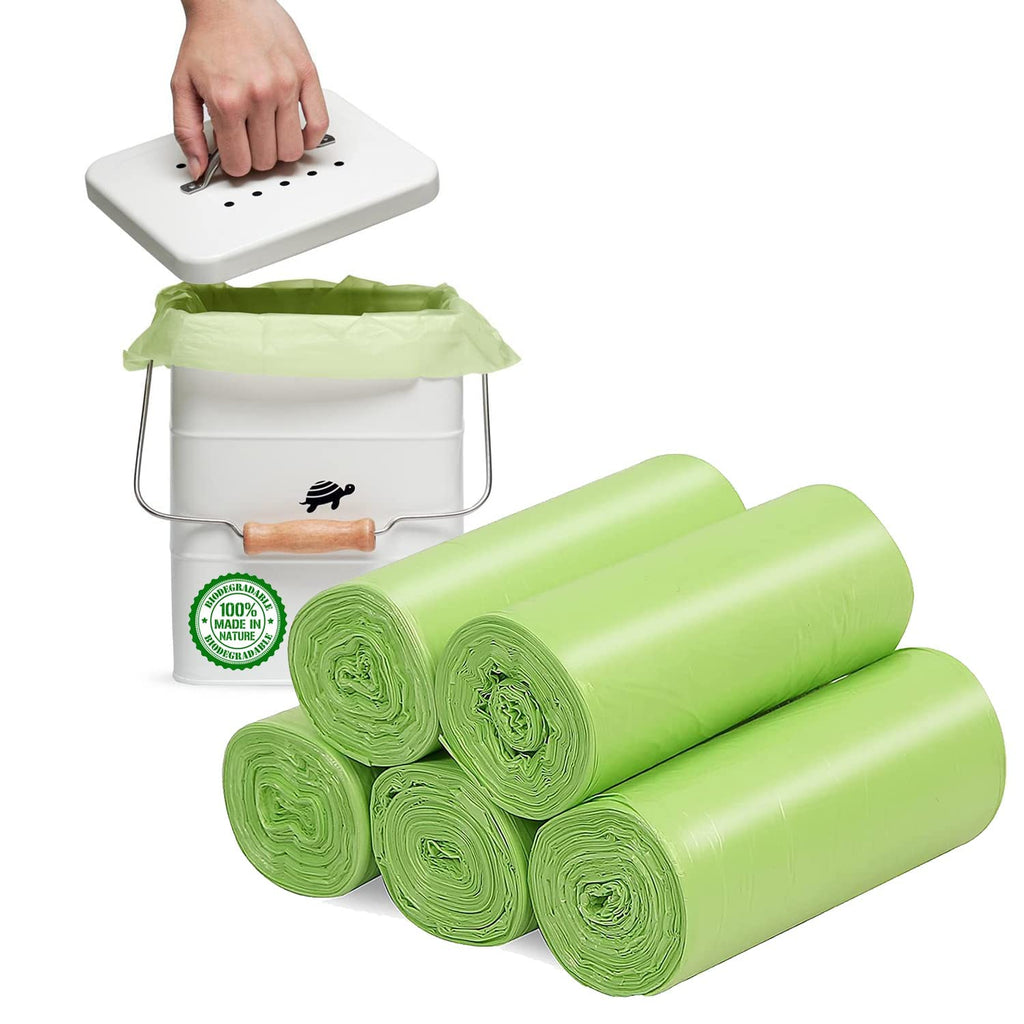 4-6 Gallon Small Trash Bags Biodegradable, 20 Liter Mini Compostable Strong Bathroom Garbage Bags with Tear & Leak Resistant, Recycling Eco-Friendly Trash Can Plastic Liner, Green, 200 Counts