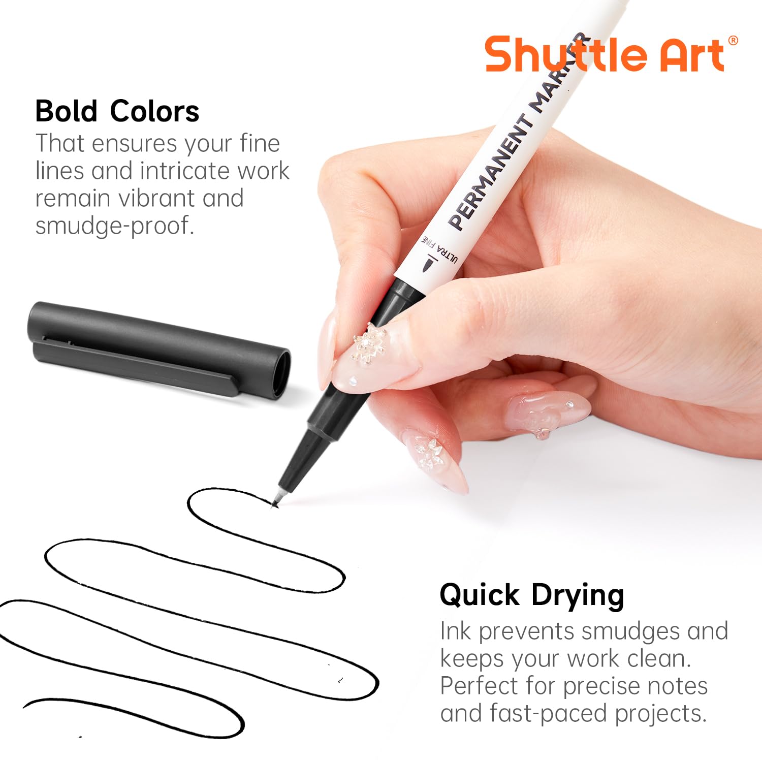 Shuttle Art Permanent Marker, 30 Pack Ultra Fine Point Black Permanent Marker set, Works on Plastic,Wood,Stone,Metal and Glass for Doodling, Marking