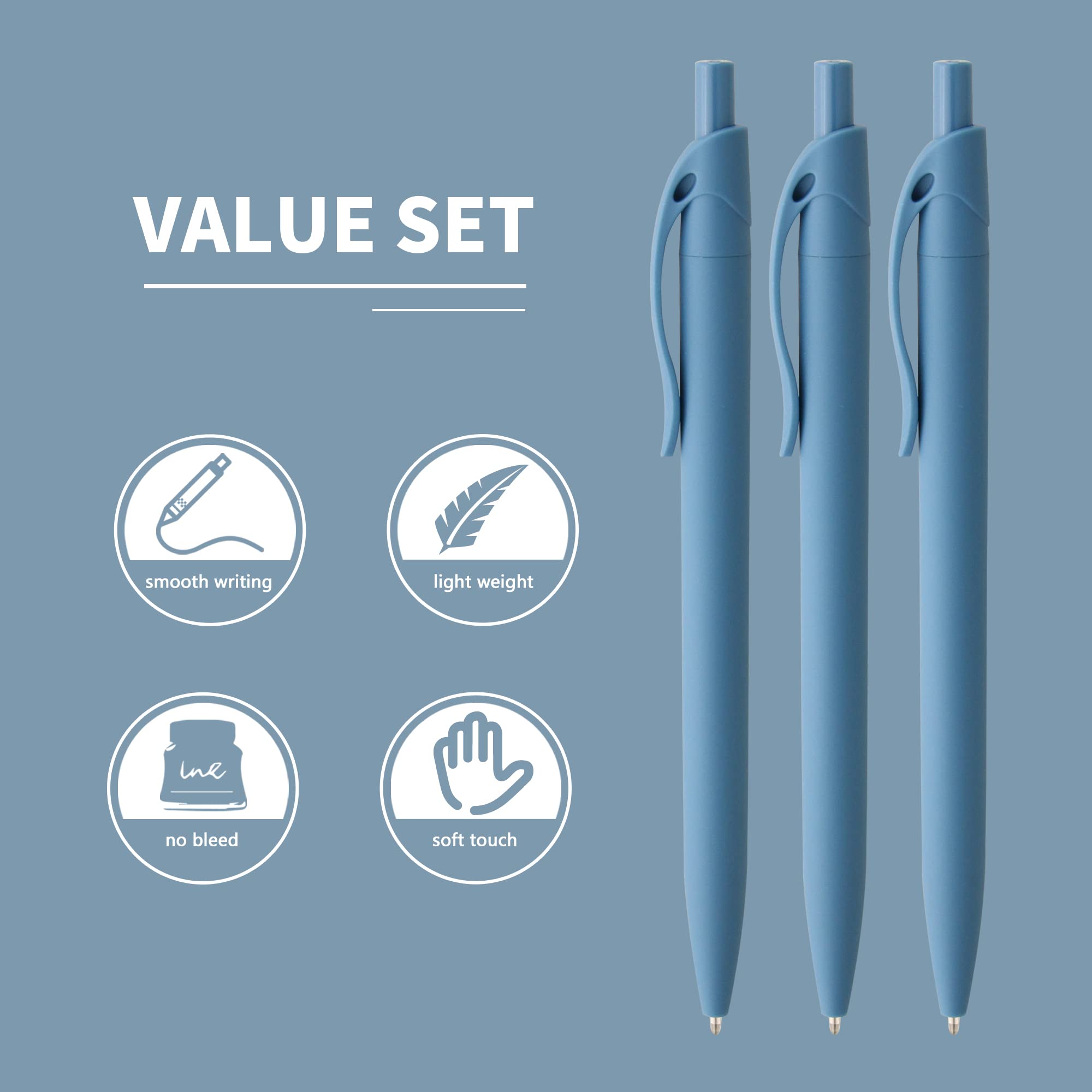 deegtran Pens Bulk, 50 Pack No Bleed Blue Click Pens, Wholesale Retractable Ballpoint Pens, Pens Medium Point, Smooth Ink Pens, 1.0MM Blue Ink