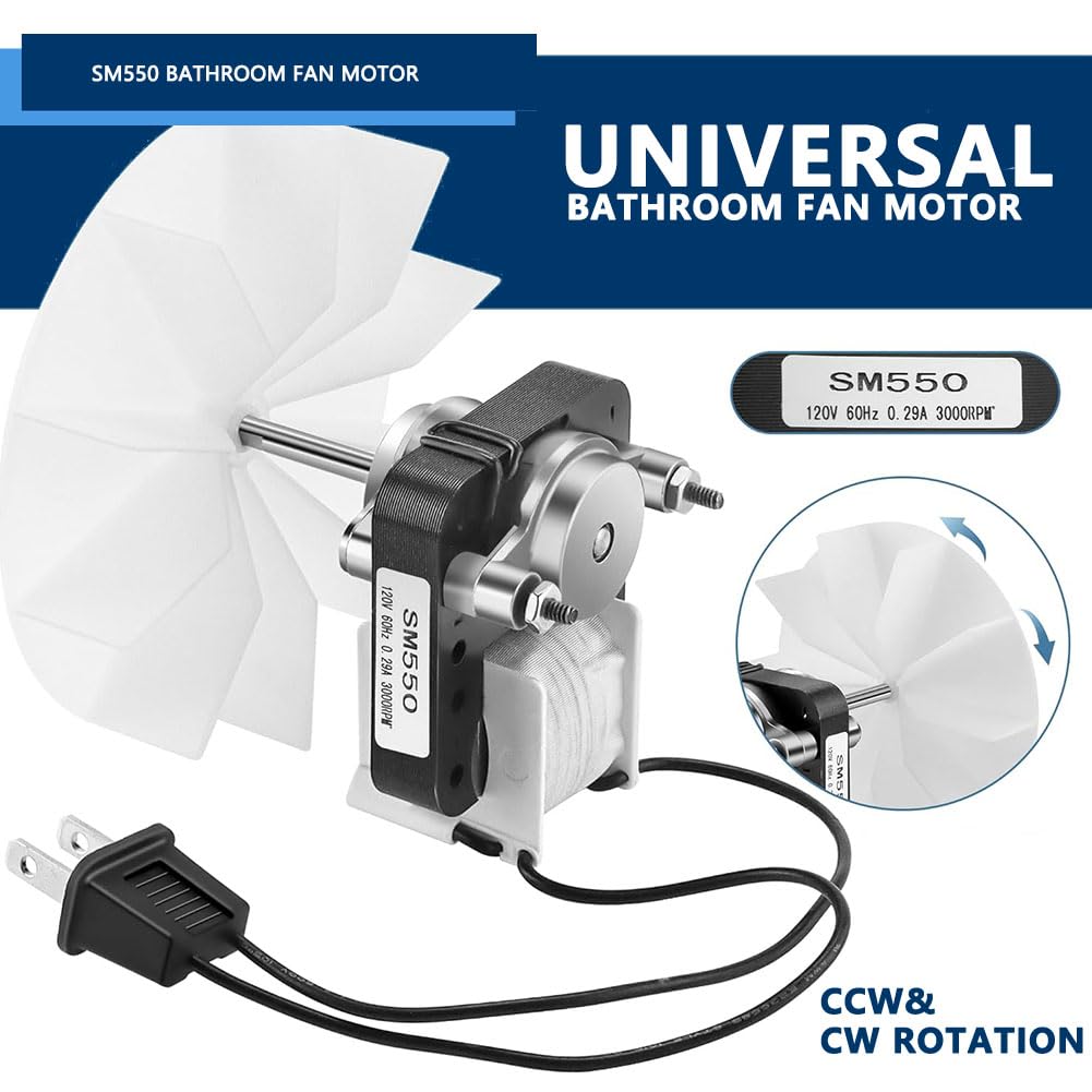 SM550 Bathroom Fan Motor Replacement Kit, 50 CFM, Exhaust Fan Motor Replacement for Broan F650, Bay Motors, Sears 569