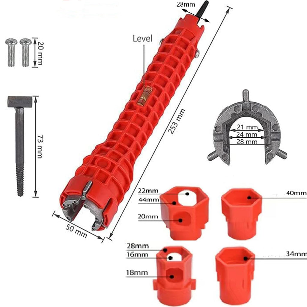 14-in-1 Basin Wrench, Faucet and Sink Wrench Installer Tool, Sink Faucet Wrench, Multi-functional Plumbing Repairs, Drain Removal Nut for Toilet, Bowl, Bathroom