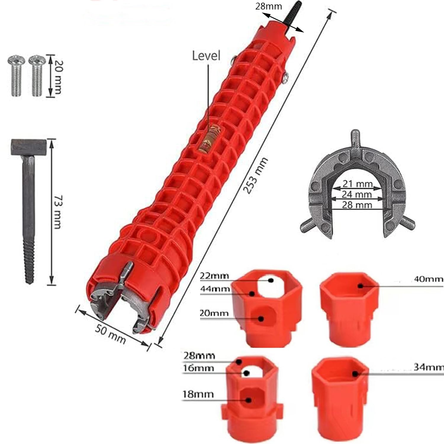 14-in-1 Basin Wrench, Faucet and Sink Wrench Installer Tool, Sink Faucet Wrench, Multi-functional Plumbing Repairs, Drain Removal Nut for Toilet, Bowl, Bathroom