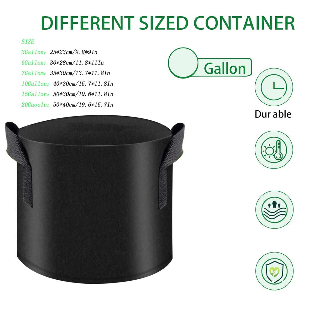 vinmoso 10 Pack Grow Bags 15 Gallon Heavy Duty Thickened Non-Woven Grow Bag with Handles Plant Grow Bags Planting Bags Plant Bags