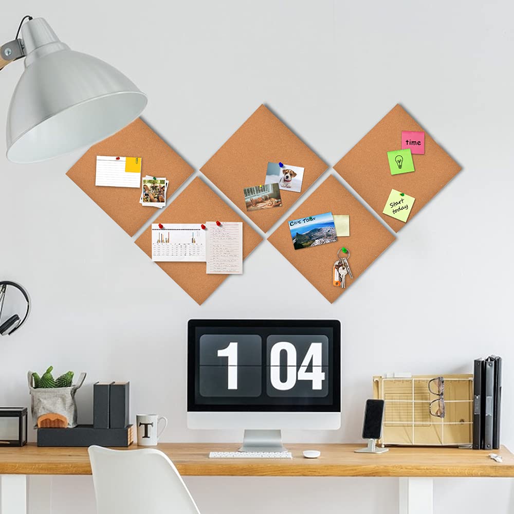 YCCYYCCY 30cm x 30cm Self-Adhesive Cork Borad, 4mm Thick Cork Boards for Walls, 9 Pack Bulletin Board, Cork Board Tiles for Office, Home, School(4mm,9P,CA)