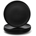 ZENFUN Set of 4 Porcelain Dinner Plates, 10 Inch Matte Ceramic Dish Steak Plates, Elegant Large Round Serving Plates for Salad, Pasta, Pizza, Dishwasher & Microwave Safe, Black