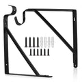 Closet Rod Bracket, Heavy Duty Shelf Bracket with Rod Holder, 10.9X 10.2 inch Black Closet Rod Support Wall Mounted Clothes Hanger Pole Support Hooks, 2 Pack