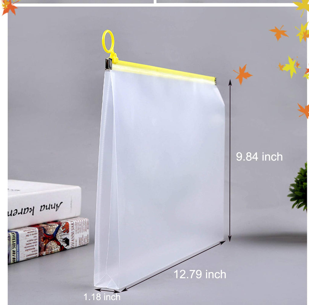 YESSART 9x12 Clear Zip Plastic Envelopes File Document Paper Holder Pack of 12