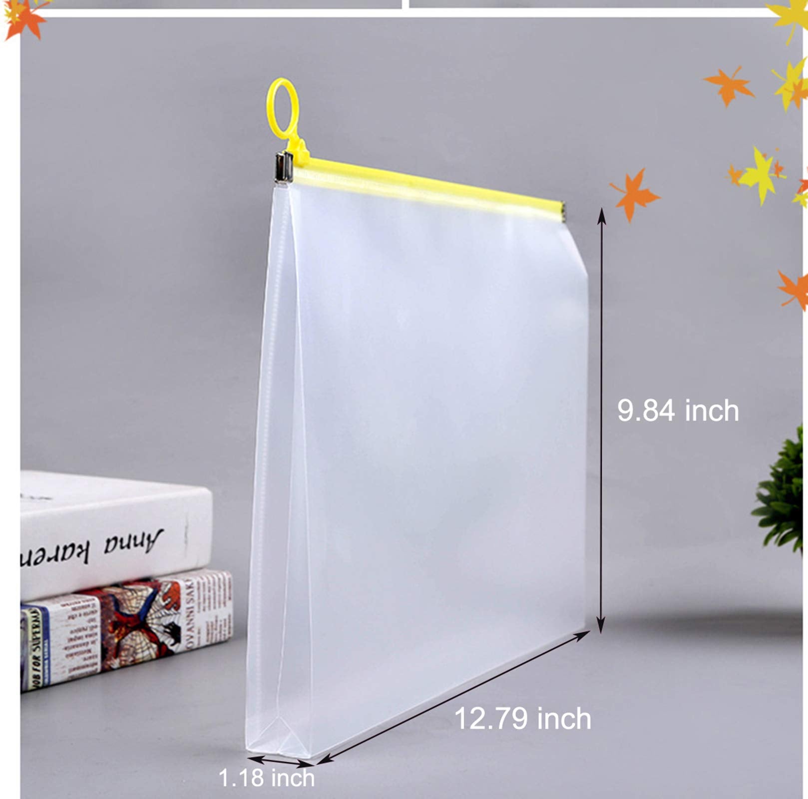 YESSART 9x12 Clear Zip Plastic Envelopes File Document Paper Holder Pack of 12
