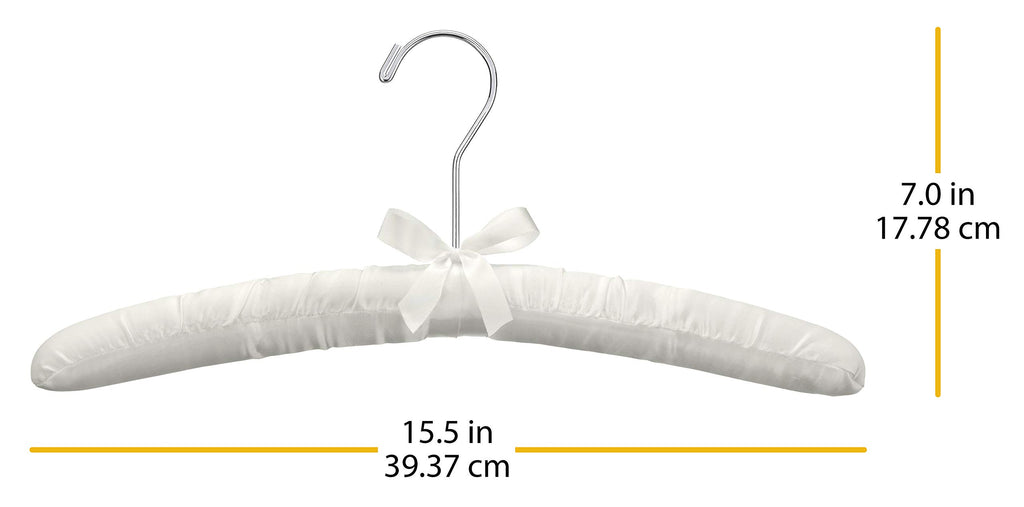 Whitmor 6114-48-C Satin and Brass Collection Set of 8 Satin Padded Hangers, Bone