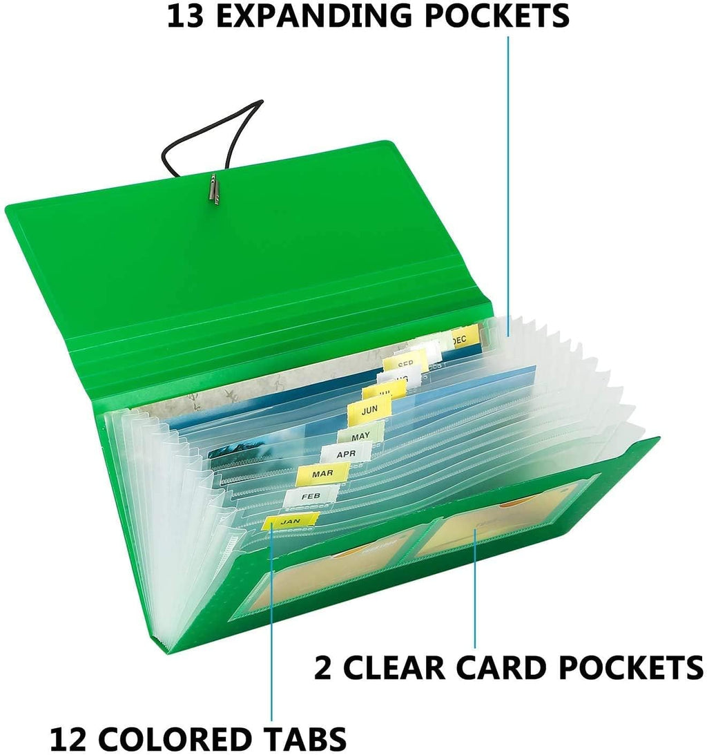 SEEKIND Expanding File Folder 4 Pack, 10.4' 5.5' Receipt Organizer Folder Accordion Folder Document with 13 Pocket for Office,Cards,Tickets-Water Resis …