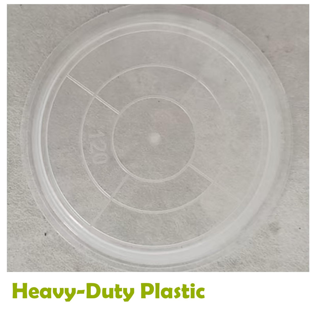 Hyuetrsa 5 Inch Plant Saucer, 50 pcs Clear Plastic Plant Trays, Plant Pot Saucers with No Holes, Round Planter Drip Tray for Indoors and Outdor Garden
