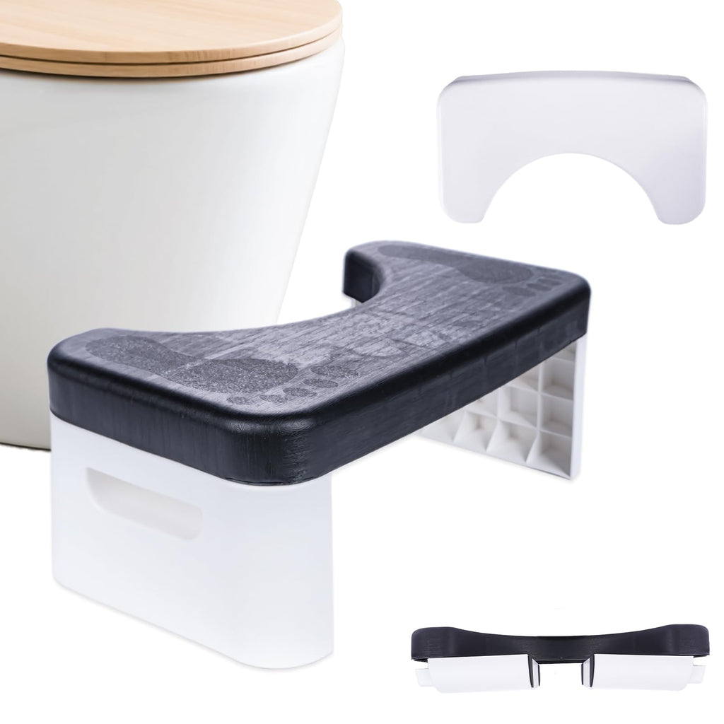 Folding Toilet Stool, Potty Step Stool, Bathroom, Foldable Poop Stool Poop Stool | Bathroom Accessories for All Ages | Sitting Posture Foot Stool, Black