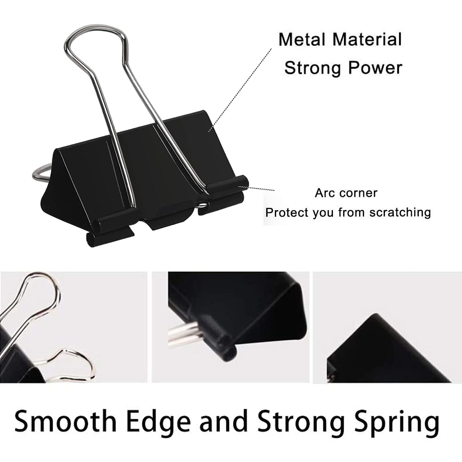 Extra Large Binder Clips 2.4 Inch (24 Pack), Upgrade Giant Binder Clips Big Paper Clips Clamps for Office and Home Supplies, Black
