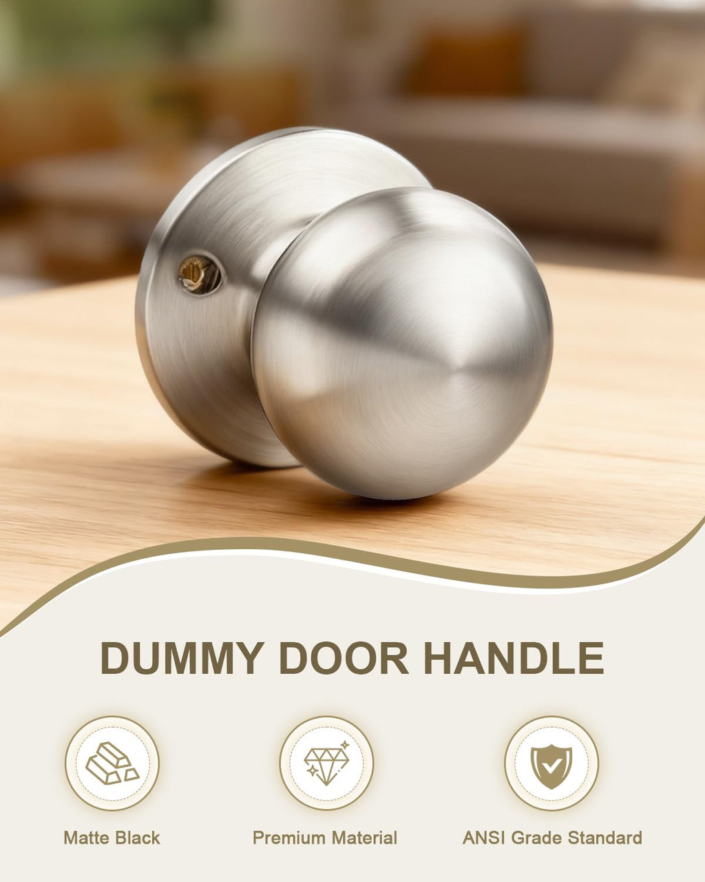 GOBEKOR 2 Pack Single Dummy Door Knob for Closet Satin Nickel Round Dummy Knobs Interior for French Doors Single Side Door Knob Handle