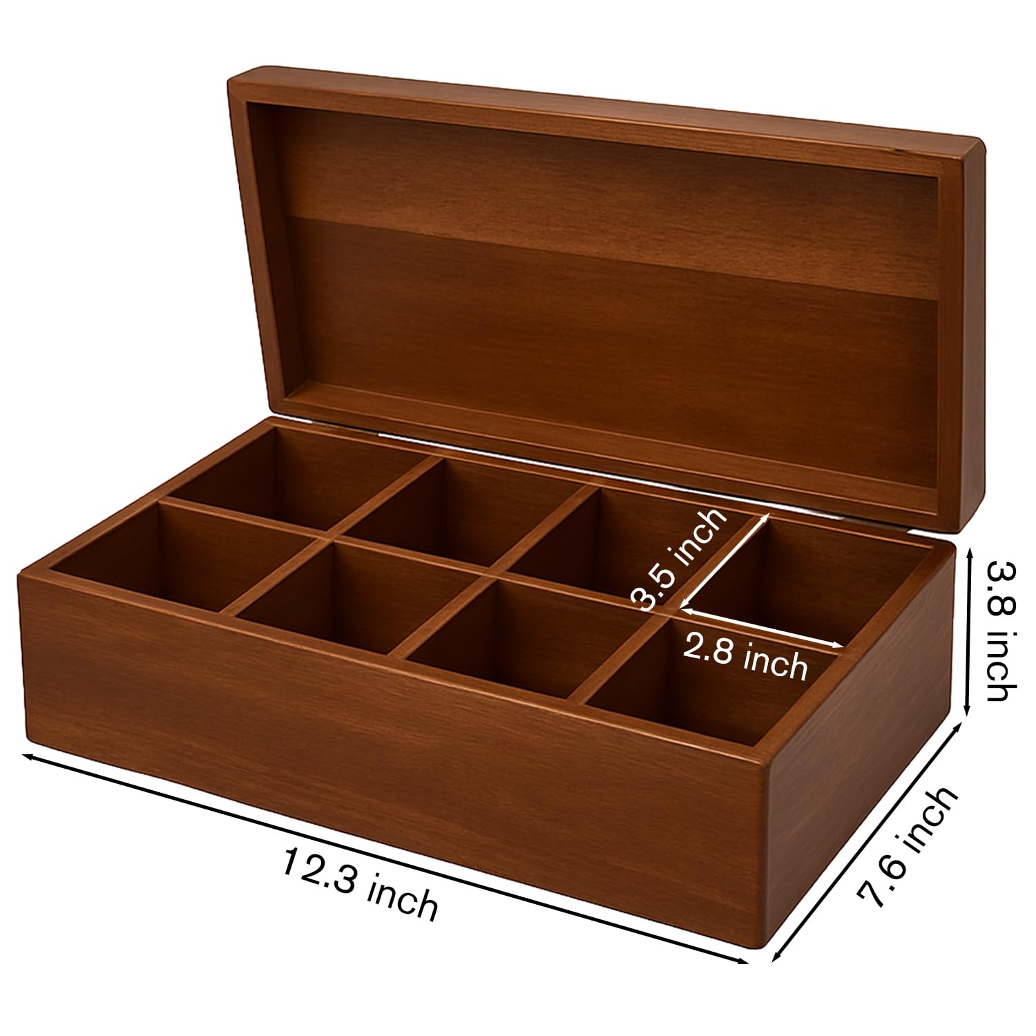 Acacia Wood Tea Bag Organizer, Tea Packet Caddy Storage Box, Teabag Holder Container with 8 Compartments, Organizador De Té Caja Para Te