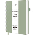 RETTACY Dotted Journal Notebook, 300 Pages, A4 Large Size (21 x 28 cm), 100 GSM Thick Paper, Flexible Plastic Cover, Spiral-bound, for Journaling, Planning, Tracking (Light Green)