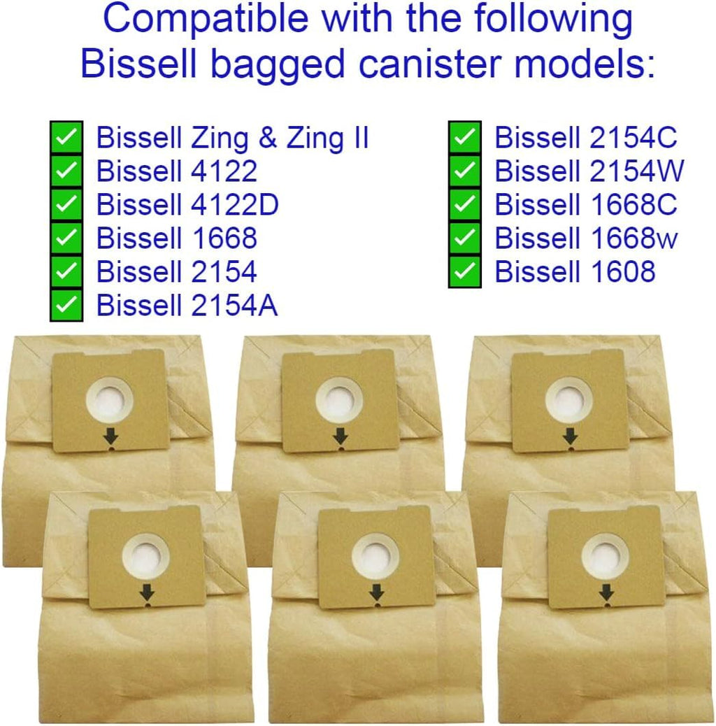 Vacurama Premium Vacuum Bags for Bissell Zing PowerForce 4122, 2154, 4122D, 1668, 1668C, 1668W, 2154A, 2154C, 2154W, 1608 Models. Replacement for Bag Number 213-8425