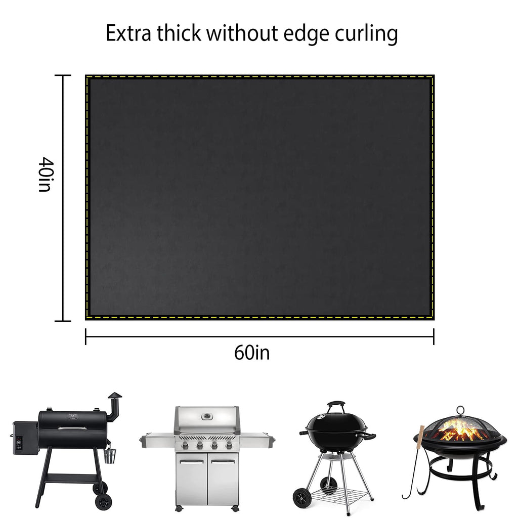 VCHOMY Under Grill Mat for Outdoor Grill Deck Patio Protector,60x40 Inch Large Silicone Fireproof Waterproof Oil-Proof Fire Pit Mat BBQ Barbecue Floor Matt Pad(40''x60'')