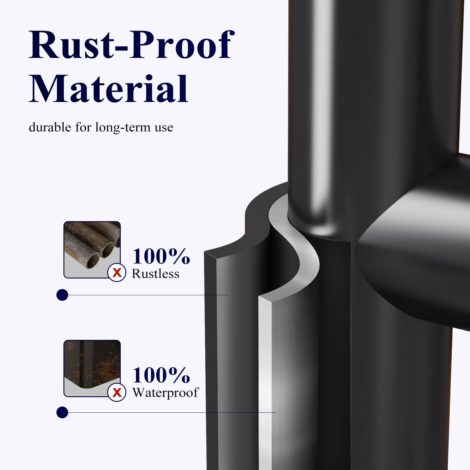 Kitsure Toilet Paper Roll Holder Free Standing – Rustproof Metal Toilet Paper Stand for 4 Rolls with Anti-Slip Base and Shelf for Phone & Small Items, Black, 63.0 x 23.5 x 15.0 cm