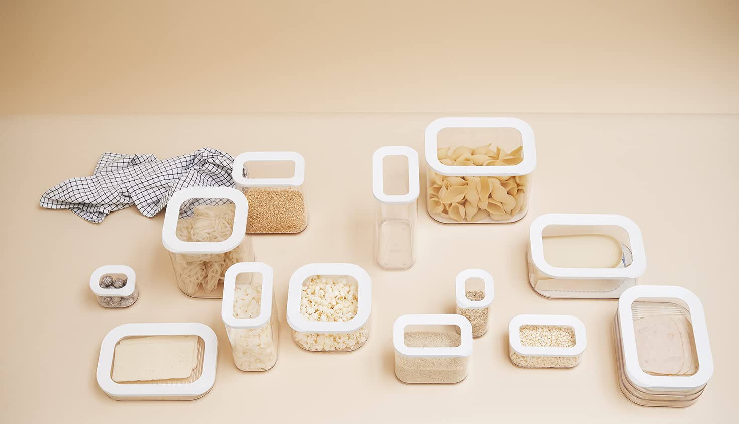 Mepal Modula Rounded Stackable Food Storage Box | 3 Compartments with 1 Universal Transparent Framed Lid | Ideal for Cold Cuts, Cheese, and More | BPA-Free, Nordic White (17oz/500ml)