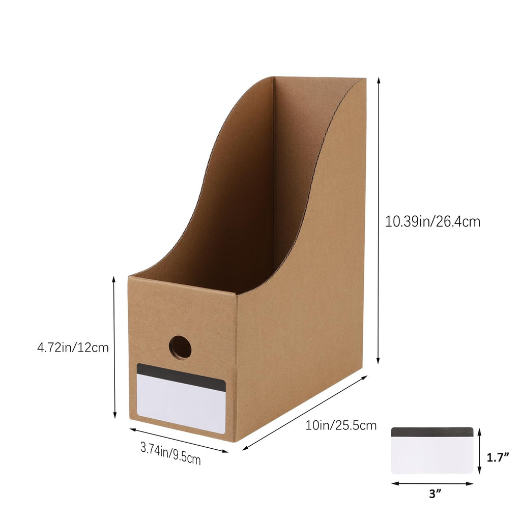 suituts 24 Pack Cardboard Magazine File Holder Organizer, Foldable Magazine Storage Box Holder Document Rack Corrugated Magazine Holder for Home Office School (10.12 x 3.78 x 10.43 in, Brown)