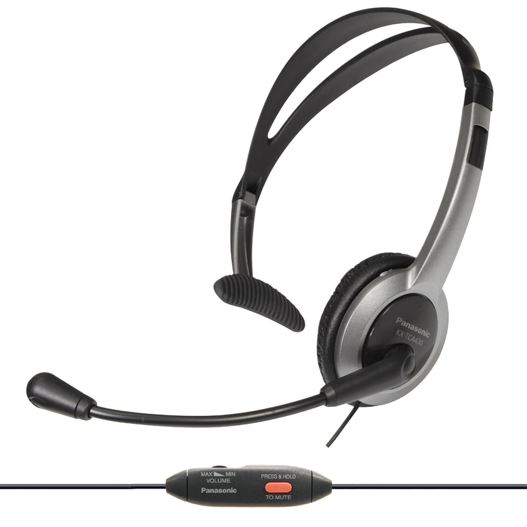 Panasonic KXTCA430S Comfort-Fit Foldable Headset with 2.5mm Jack, Silver