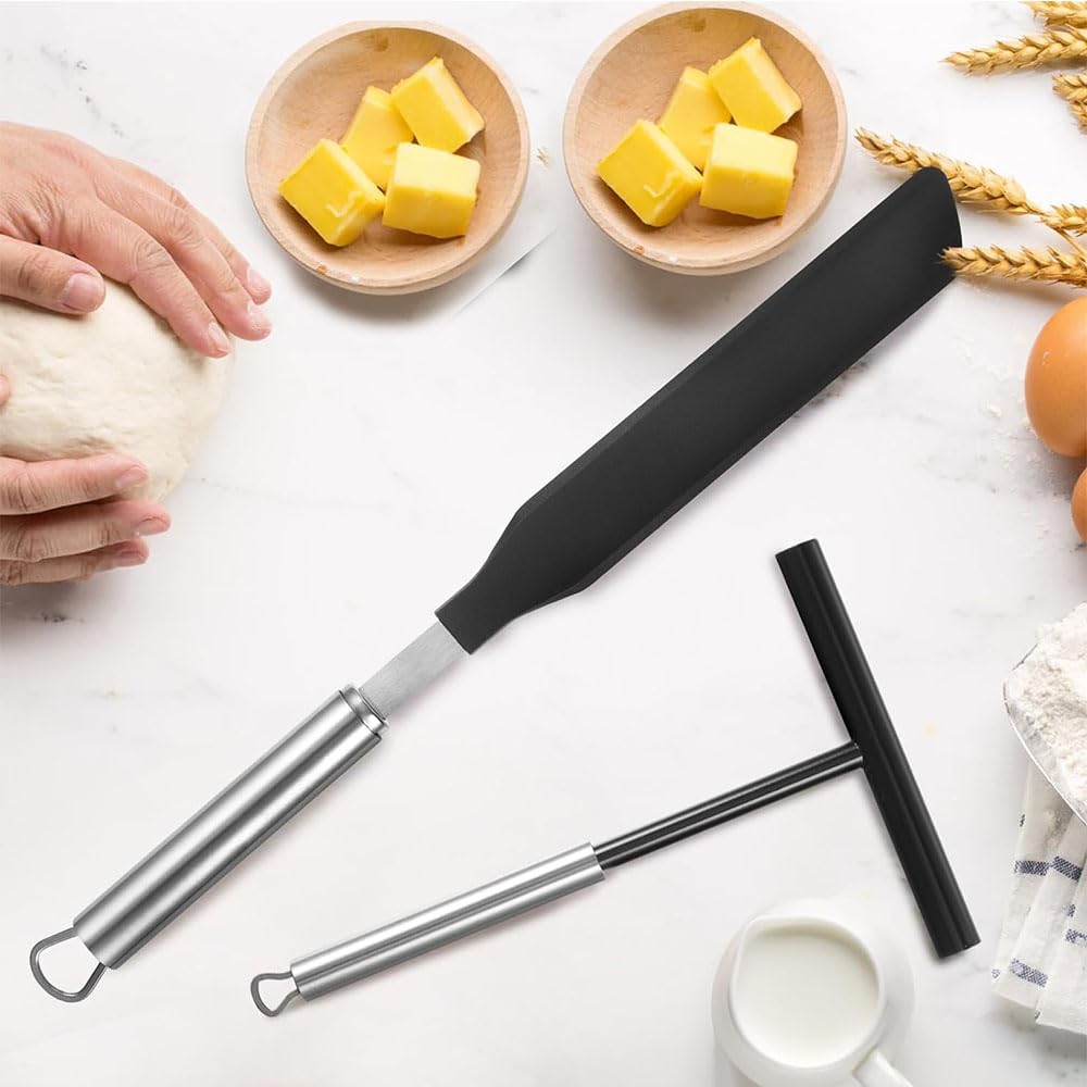Yeanifeana Crepe Spreader and Spatula Set,Stainless Steel Crepes Spreader Tool,Crepe Spatula Crepes Maker Accessories for Kitchen Home Restaurant Pancake Bakery