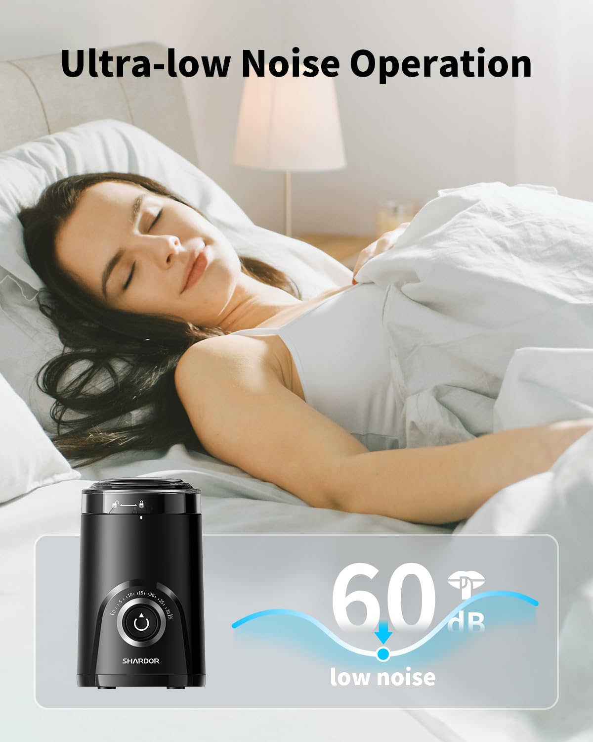 SHARDOR Super Silent Blade Coffee Grinder Electric, Timed Grind Control Rotary Knob, Adjustable Coarse to Fine for Coffee Beans, Spices & Herbs, Black