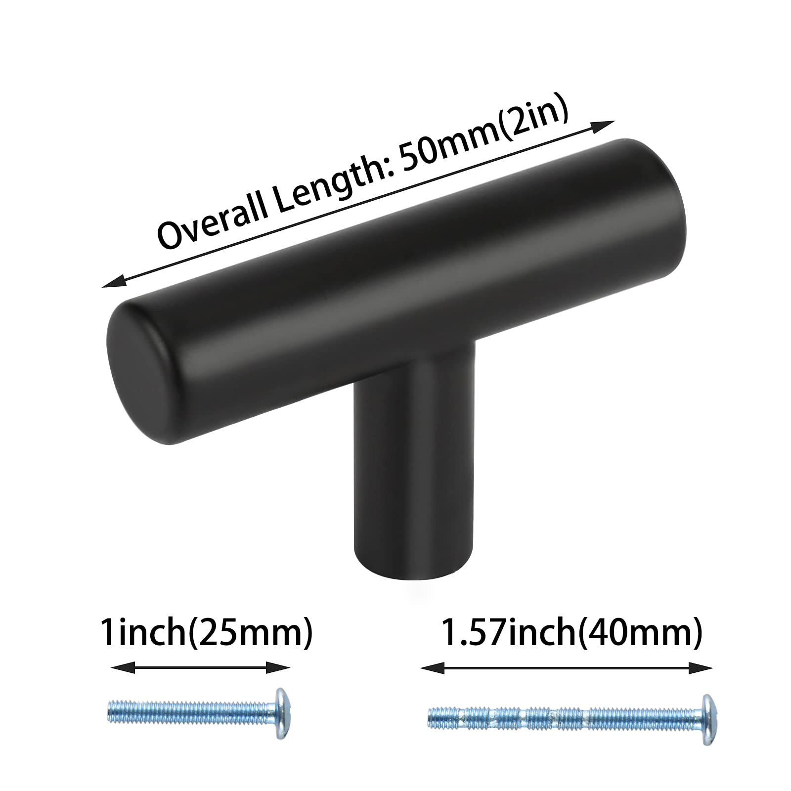 homdiy 15 Pack Black Cabinet Knobs Black Drawer Knobs, Stainless Steel Kitchen Cabinet Knobs Cupboard Knobs 2in Overall Length