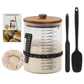 50oz Sourdough Starter Jar Kit with Glass Jar Black Silicone Scraper Feeding Date Marked Band and Thermometer Silicone Spoon Sourdough Bread Baking Supply