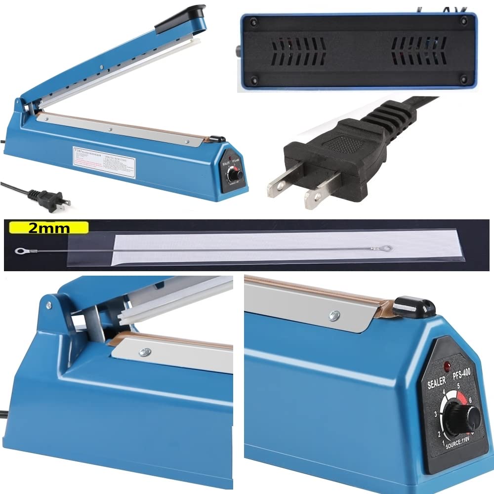 Impulse Heat Sealer Manual 8 Inch Sealing Machine for Plastic Bags PE PP With Extra Replace Element Grip