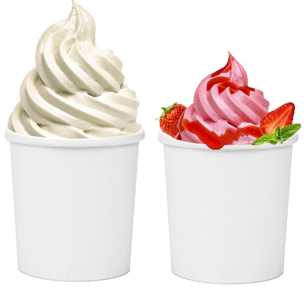 LyyGuanYoo 60 Pack Paper Ice Cream Containers with Lids, 16 Oz Take Out Hot Cold Dessert Bowl, Disposable To Go Soup Cups Food Containers for Christmas Thanksgiving Microwavable Safe, White
