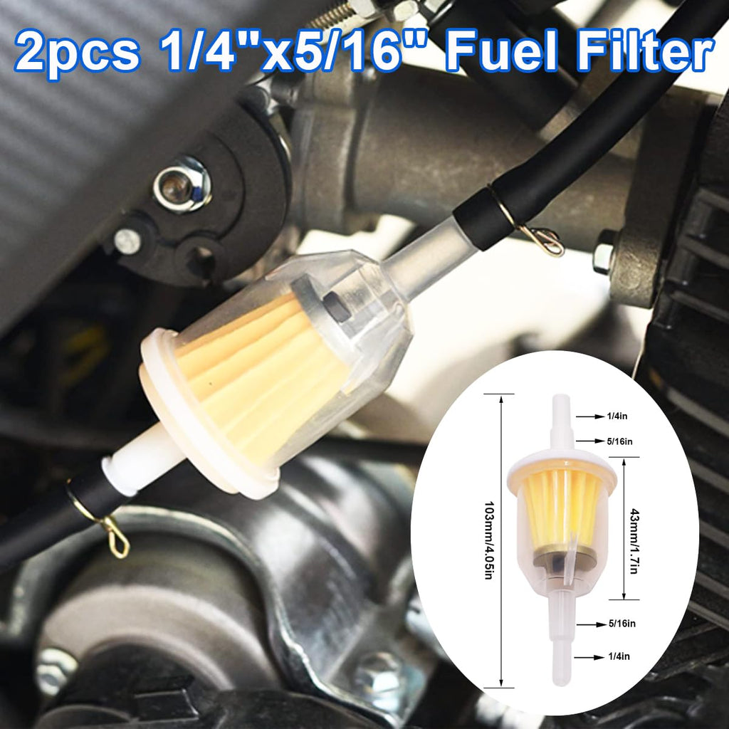 Tnisesm 5/16"(8MM) Inch ID Fuel Line Kits, 2 Meter / 6-Foot Fuel Line + 2Pcs 1/4 Inch X 5/16 Inch Gas Inline Fuel Filters with Magnet +10 Pcs 15/32''-9/16'' Mini Fuel Hose Clamps Adjustable
