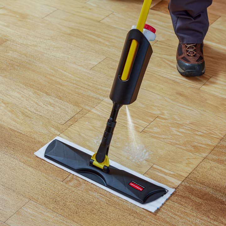 Rubbermaid Commercial Products HYGEN Disposable Microfiber Pad for Quick Connect Mop System, 8 Count, for 18" Frame, with Scrubbing/Scouring Stripes, Multisurface, for Dry and Wet Cleaning, 2182496