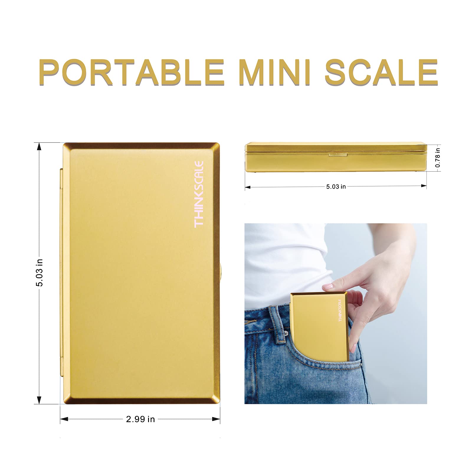 THINKSCALE High Precision Milligram Scale, 50g/0.001g Digital Pocket Scale, Mg Scale for Powder, Jewelry, Medicine, Gem, Reloading, Mini Gold Gram Scale 6 Units, Tare, Cal Weight, Tweezer and Tray