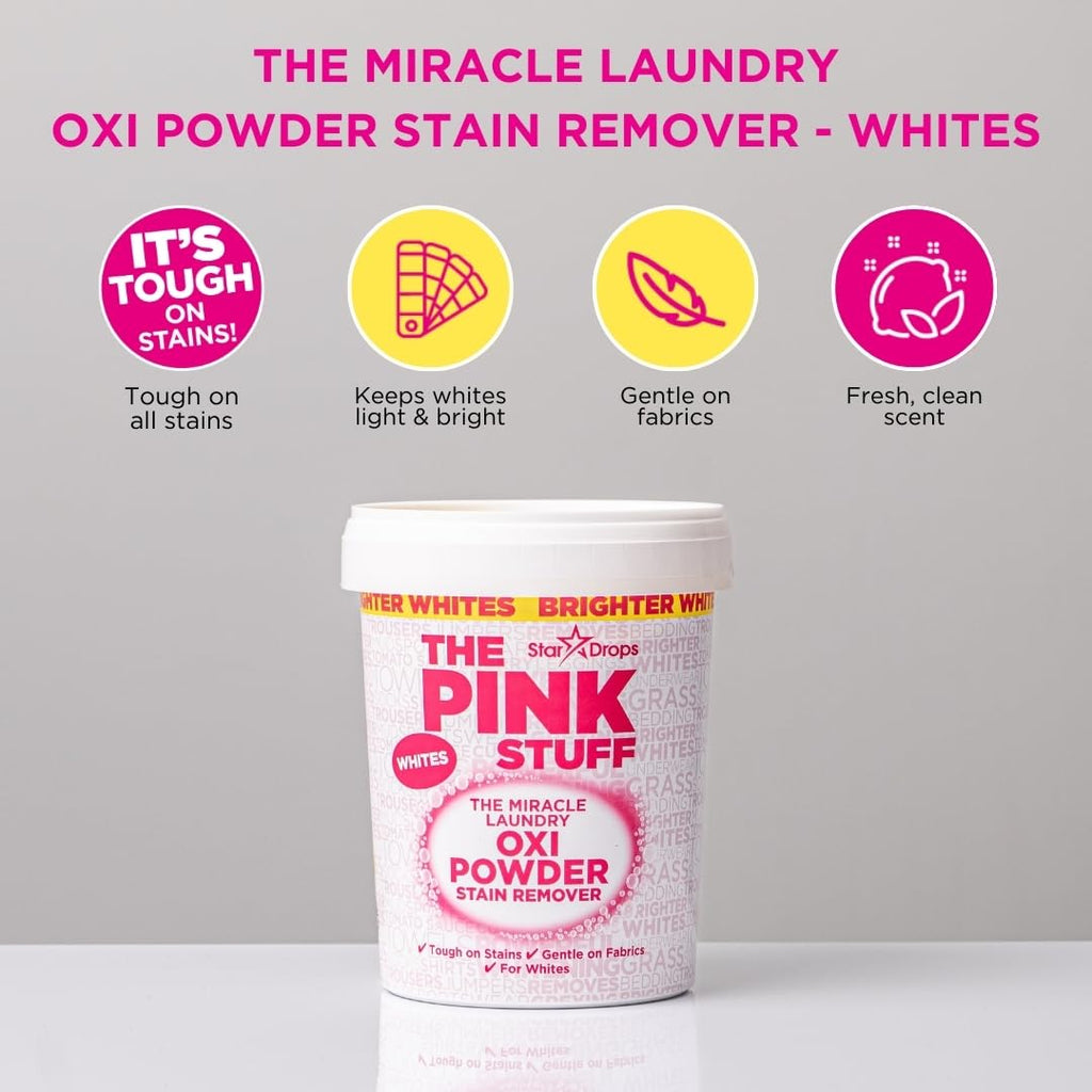 Stardrops The Pink Stuff Miracle Laundry Oxi Powder Stain Remover, Whites, 1 kg
