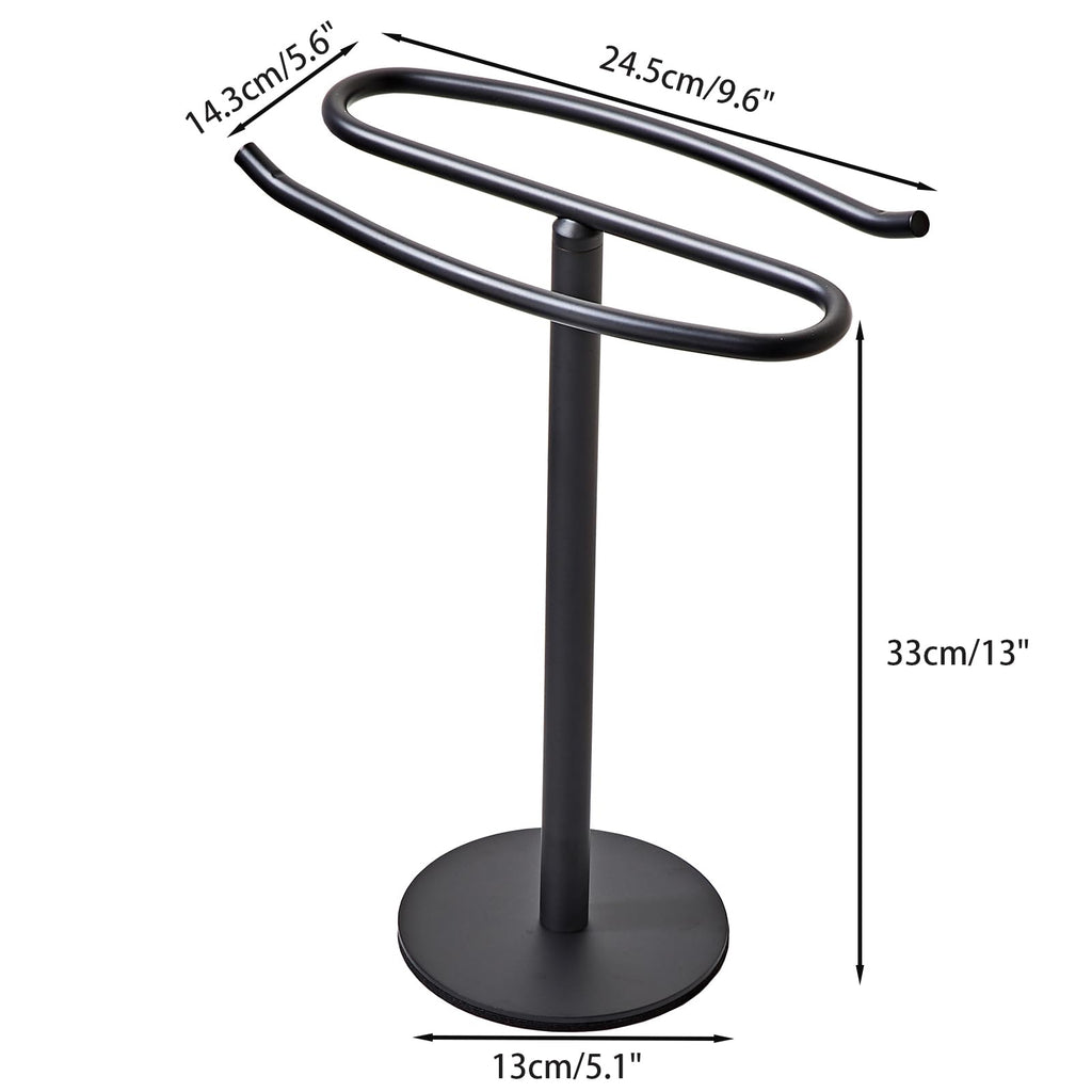 Matte Black Hand Towel Holder Stand,13 Inch Free-Standing Towel Rack, SUS304 Stainless Steel Towel Bar Rack Stand, Tower Bar for Bathroom Kitchen Vanity Countertop…