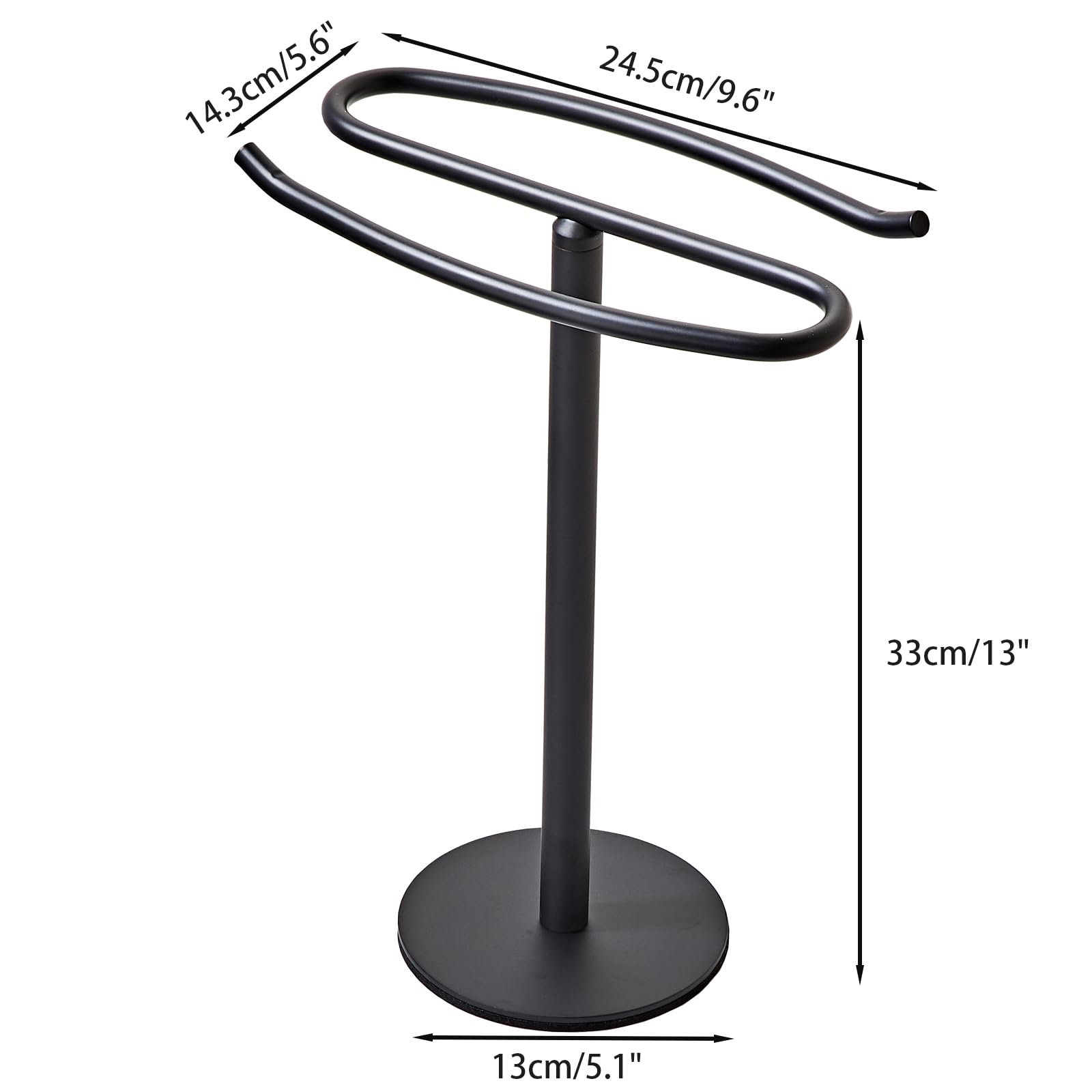 Matte Black Hand Towel Holder Stand,13 Inch Free-Standing Towel Rack, SUS304 Stainless Steel Towel Bar Rack Stand, Tower Bar for Bathroom Kitchen Vanity Countertop…