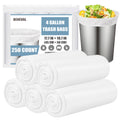 250 Count Small Garbage Bags - 15 Litres 4 Gallon Trash Bags, White 15L Garbage Bags for Office Bedroom Bathroom, Unscented Small Trash Bags