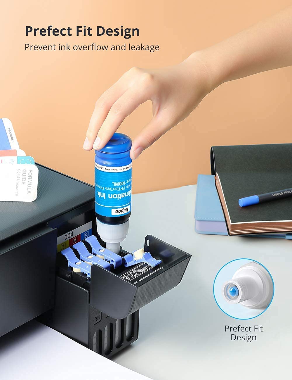 Hiipoo Sublimation Ink for EcoTank Supertank Inkjet Printers ET-2720 ET-2760 ET-2800 ET-15000 ET-2803 ET-2850 ET-3760 ET-4800 ET-4760 Heat Press Transfer on T-Shirt Mug (Autofill/ICC-Free/Anti-UV)