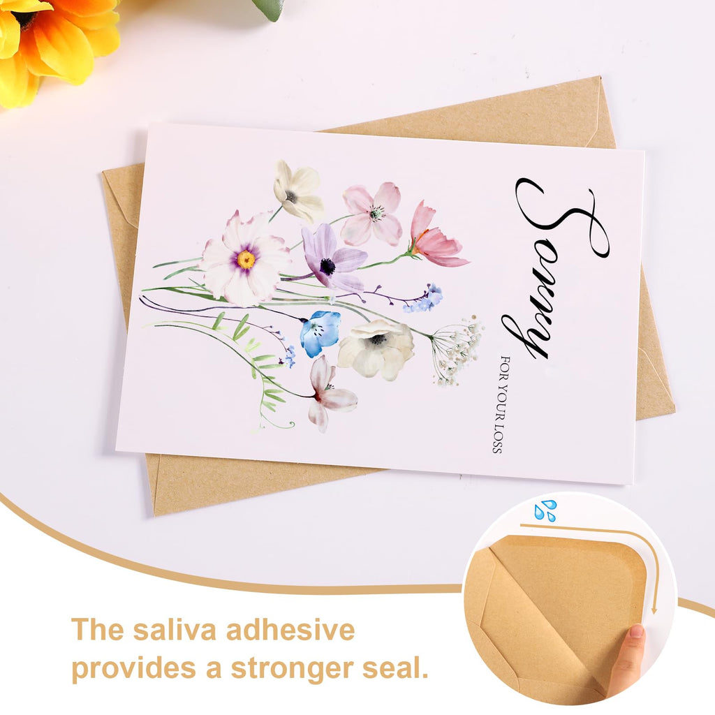 C2U Sympathy Cards with Envelopes – 20 Pack Condolence & Thinking of You Cards with Stickers – Elegant Floral Designs & Heartfelt Messages