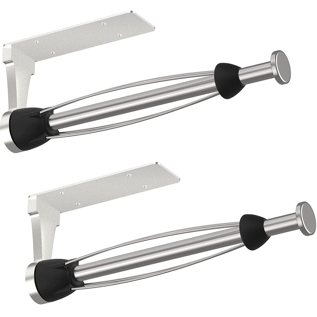 VEHHE Paper Towel Holder with Ratchet System, Under Cabinet Paper Towel Holder with Damping Function, 2 Set Silver Stainless Steel Papers Towels Holders