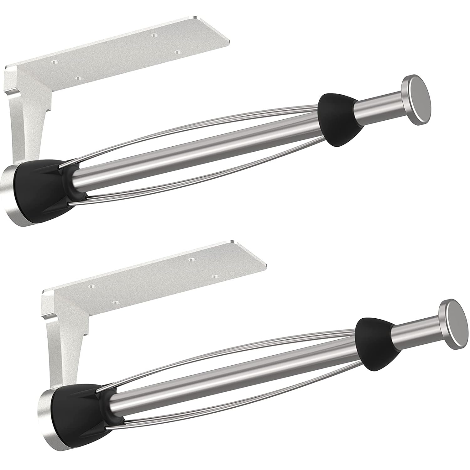 VEHHE Paper Towel Holder with Ratchet System, Under Cabinet Paper Towel Holder with Damping Function, 2 Set Silver Stainless Steel Papers Towels Holders